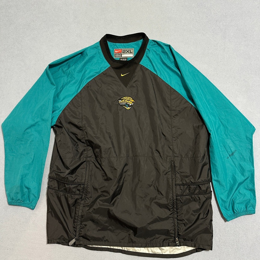 VTG 90s NFL Nike Team‎ Jacksonville Jaguars Windbreaker Black Teal Mens Size 2XL